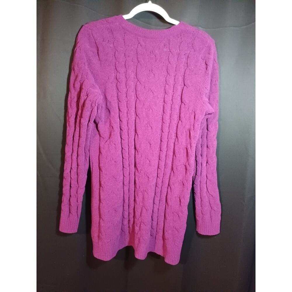 J. Jill Medium Tall Purple Cable Knit Long Sleeve Pullover Tunic Sweater - Picture 6 of 6